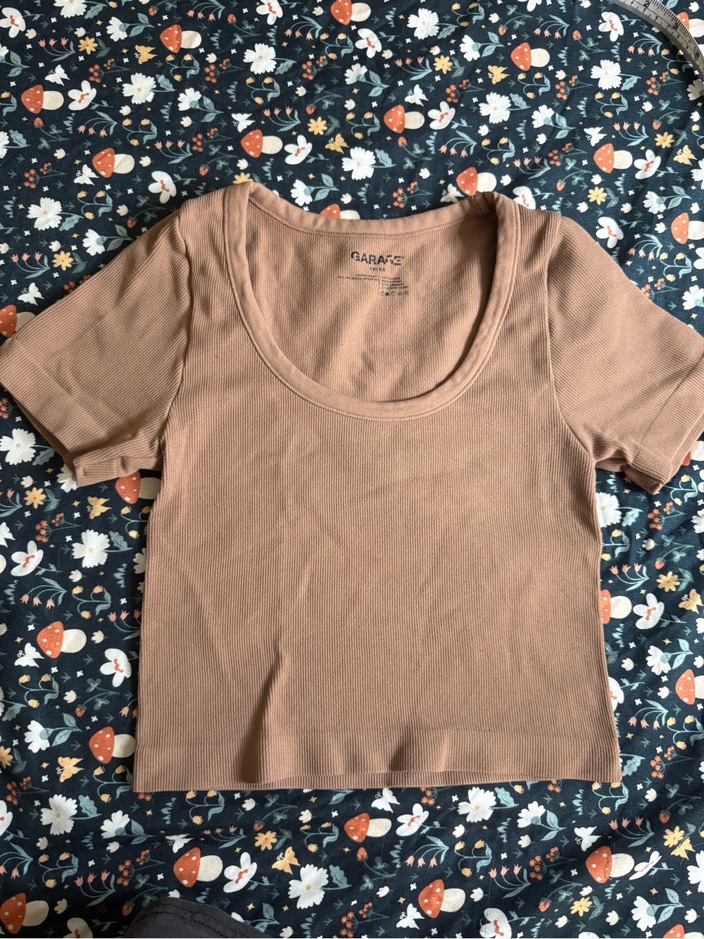 Garage Dusty Rose Ribbed Scoop Neck Crop Top
